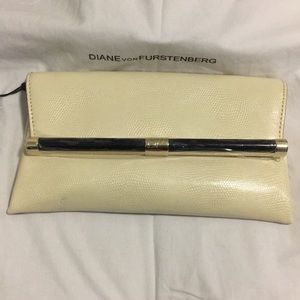 DVF 440 Envelope Evening Clutch - Embossed Lizard